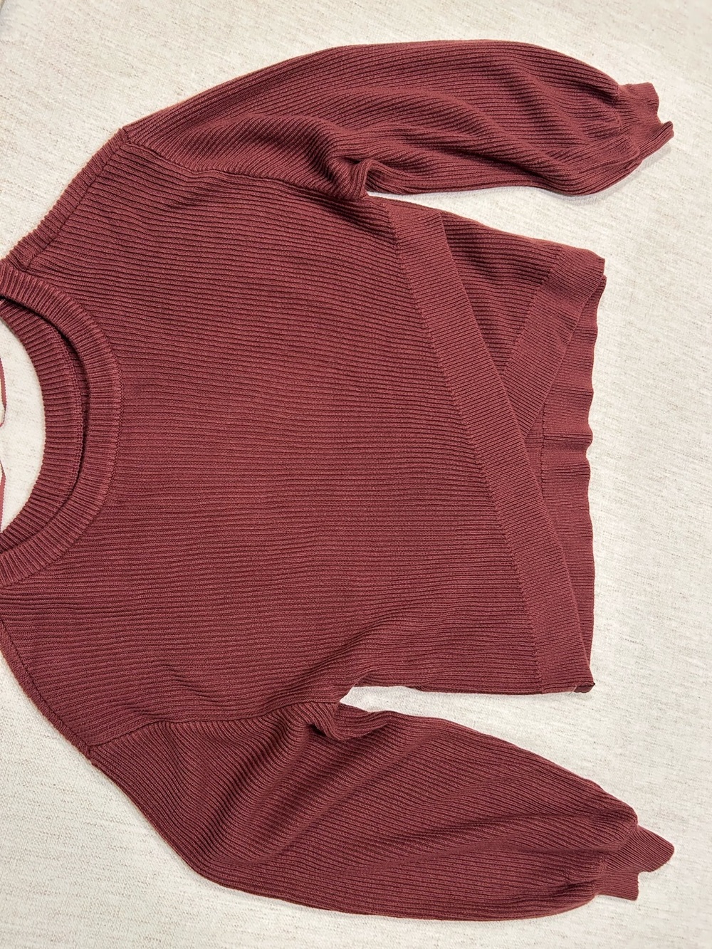 Lululemon Shirt Size 10 
Women's Ribbed Crewneck Sweater - Burgundy